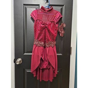 Weissman NWOT custom costume ruby red child large lyrical jazz contemporary